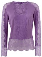 Ermanno Scervino Lace Insert Sweater, Women's, Size: 46, Pink/purple, Silk/polyamide/cashmere/wool