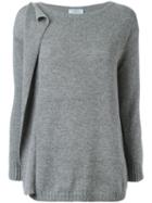 Prada Folded Trim Jumper, Women's, Size: 44, Grey, Cashmere/wool