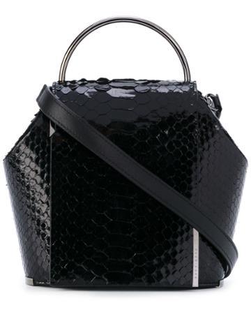 Onesixone - Snakeskin Effect Tote - Women - Leather - One Size, Black, Leather