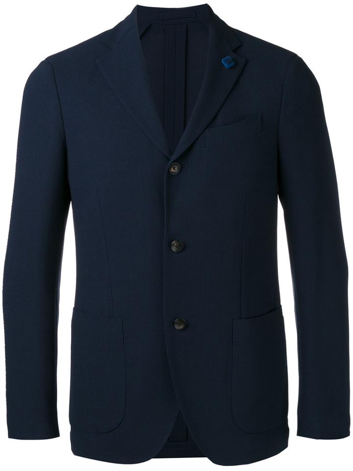 Lardini Patch Pockets Blazer, Men's, Size: 46, Blue, Wool/viscose/cupro
