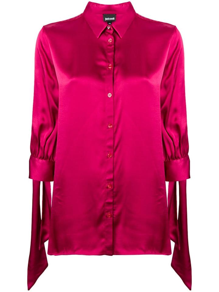 Just Cavalli Tied-sleeve Fitted Blouse - Pink