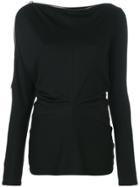 Alexander Wang Zip Sleeve Boat Neck Top - Black
