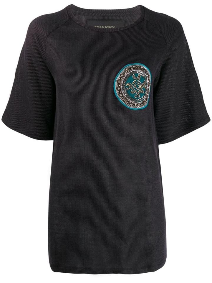 Mr & Mrs Italy Embroidered T-shirt - Blue