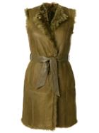 Drome Belted Shearling Gilet - Green