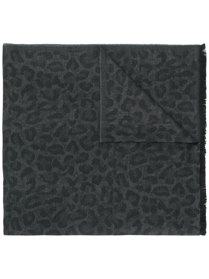 Tom Ford Leopard Print Scarf - Grey