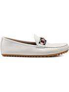 Gucci Leather Driver With Web - White