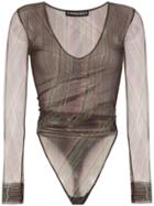 Y/project Ruched Mesh Bodysuit - Brown