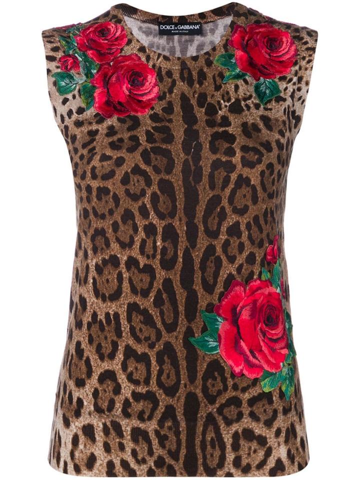 Dolce & Gabbana Leopard Print Knit Top - Brown