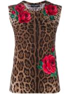 Dolce & Gabbana Leopard Print Knit Top - Brown