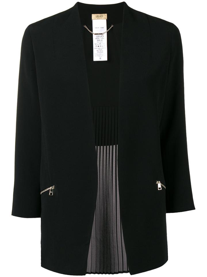 Liu Jo Back Pleat Collarless Blazer - Black