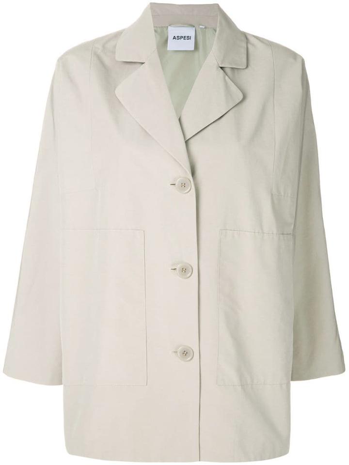 Aspesi Short Button Parka Coat - Neutrals