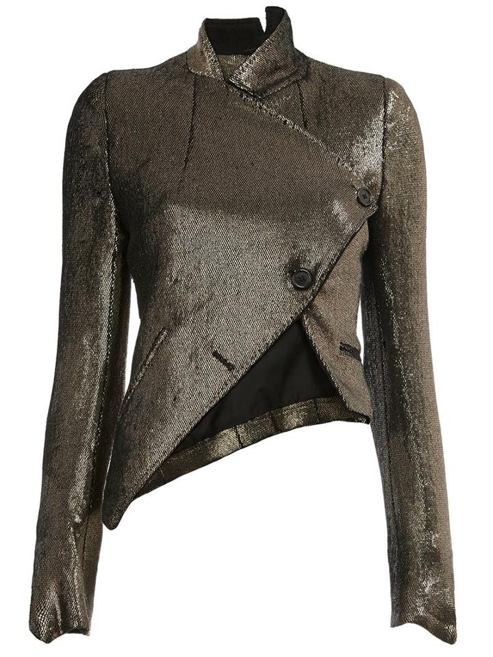 Ann Demeulemeester Cropped Wrap Jacket, Women's, Size: 34, Grey, Cotton/linen/flax/nylon/virgin Wool