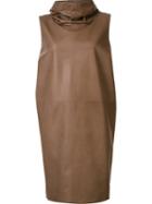 By. Bonnie Young Funnel-neck Dress, Women's, Size: 6, Brown, Calf Leather
