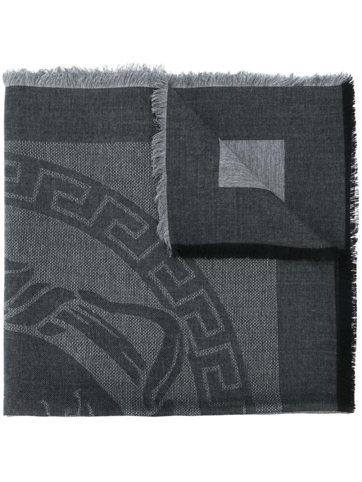 Versace Medusa Scarf, Men's, Grey, Silk/viscose/wool
