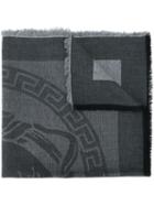 Versace Medusa Scarf, Men's, Grey, Silk/viscose/wool