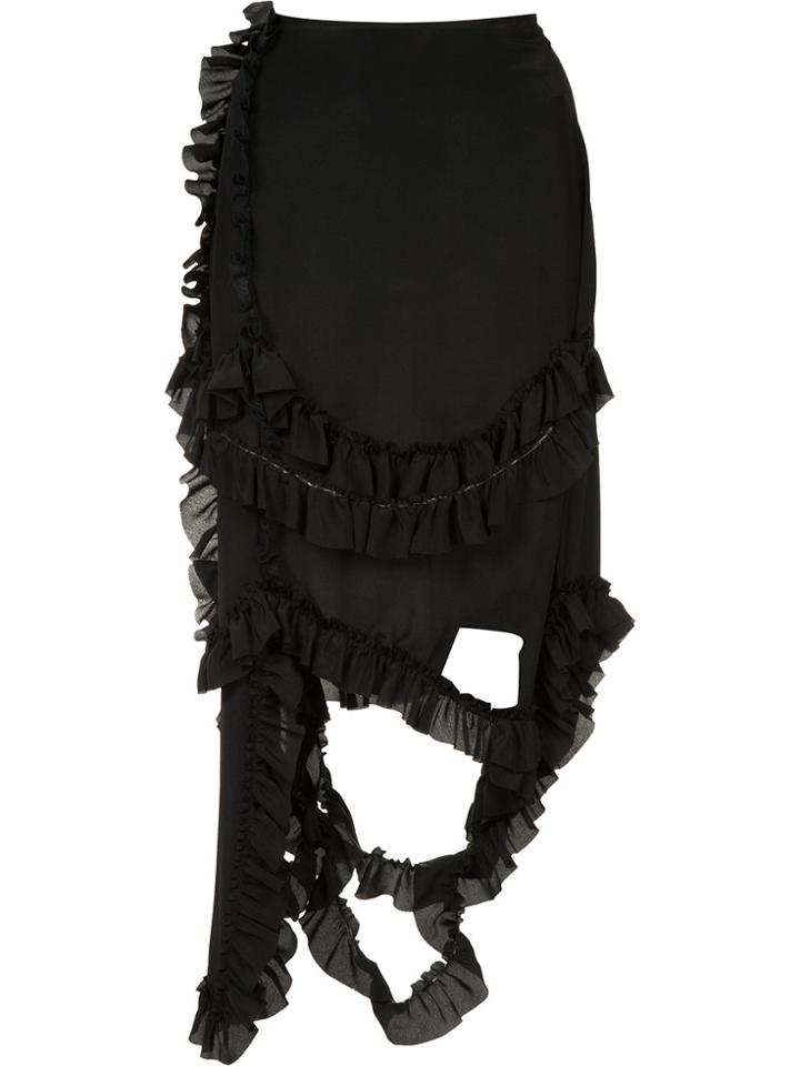 Simone Rocha Ruffled Asymmetric Skirt - Black