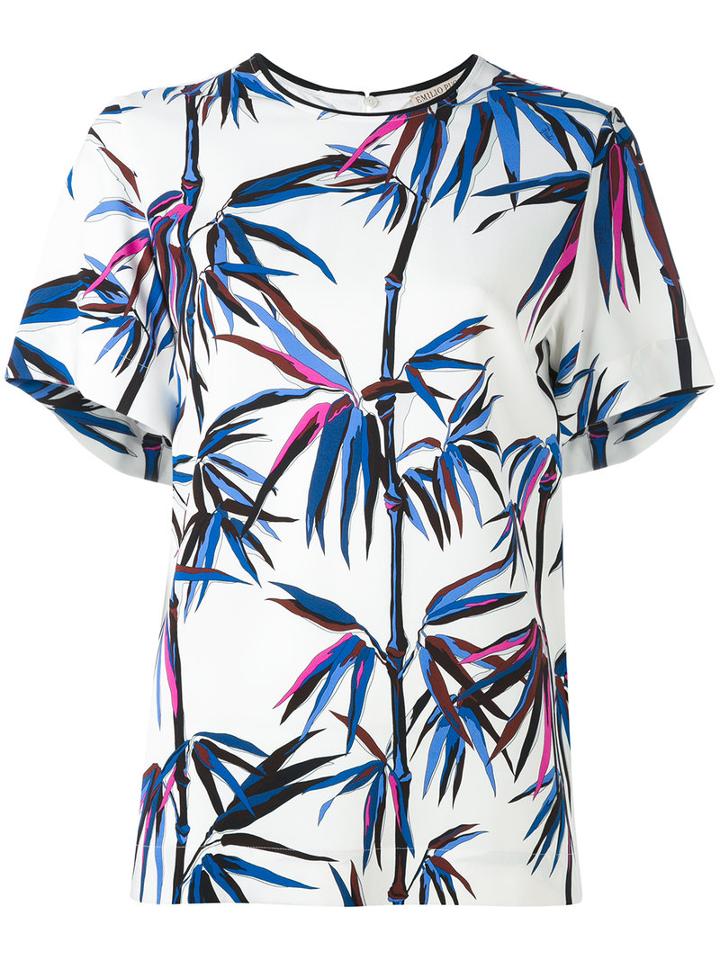 Emilio Pucci - Leaf Print Top - Women - Silk/spandex/elastane/viscose - 40, White, Silk/spandex/elastane/viscose