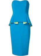 Badgley Mischka Strapless Peplum Dress, Women's, Size: 6, Blue, Silk/polyester/spandex/elastane