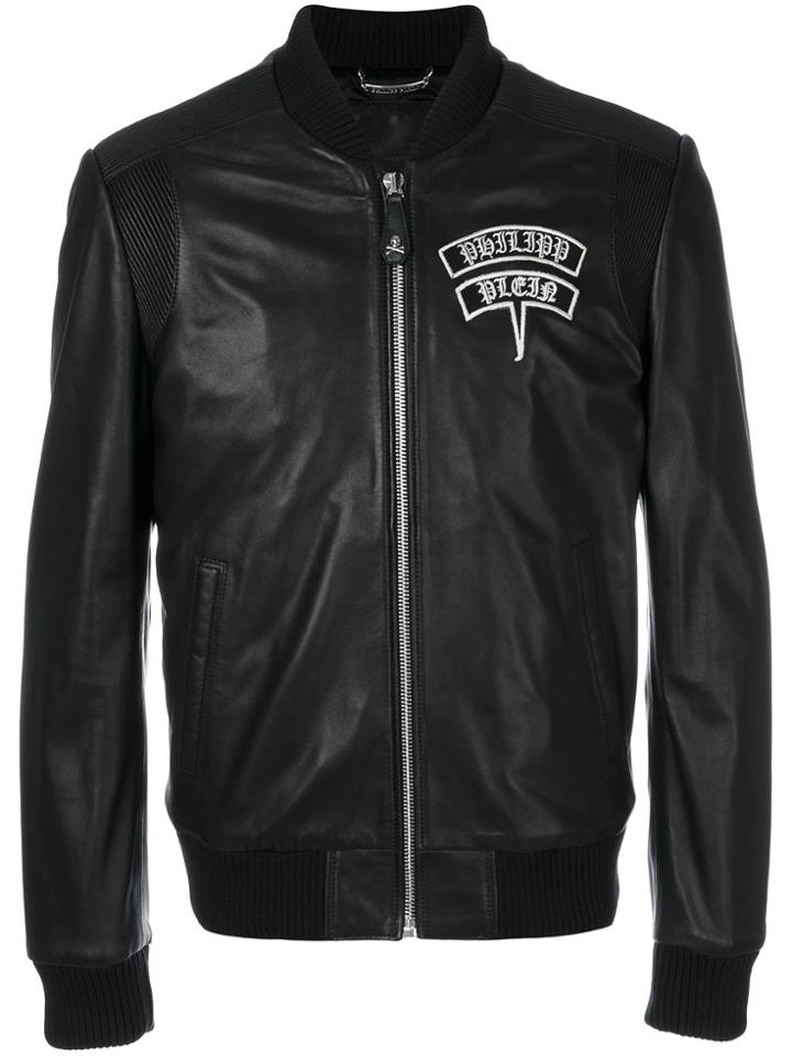 Philipp Plein Embellished Skull Bomber Jacket - Black