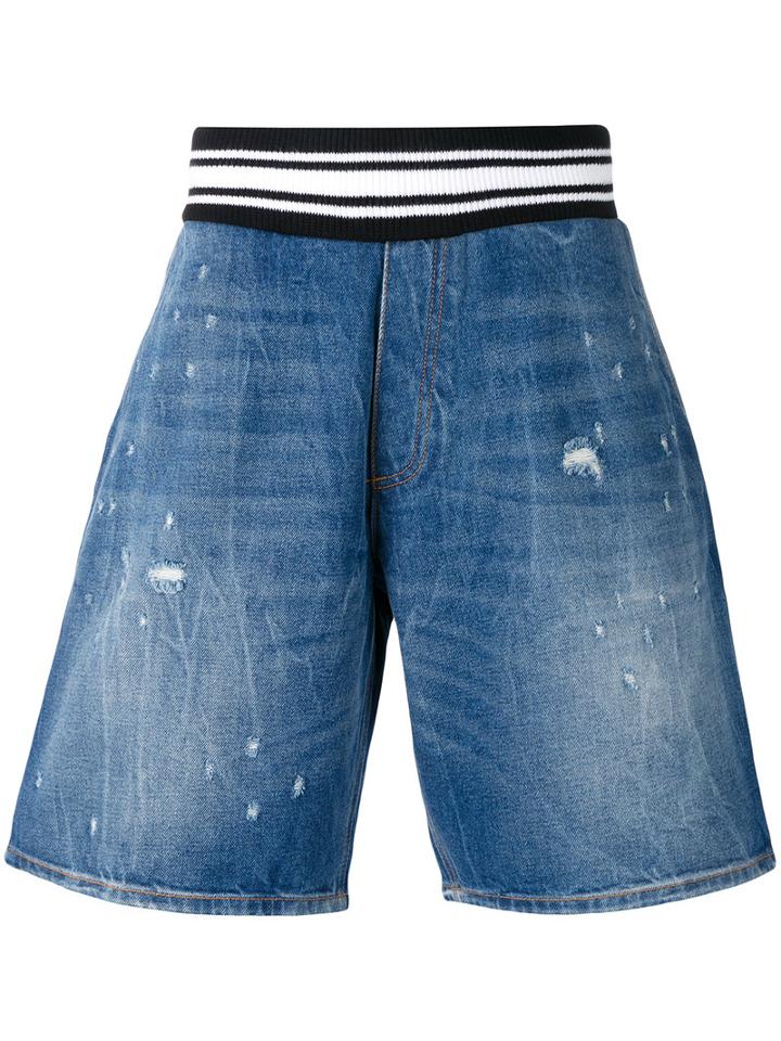 Givenchy Distressed Denim Shorts, Men's, Size: 30, Blue, Cotton