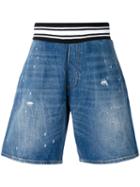 Givenchy Distressed Denim Shorts, Men's, Size: 30, Blue, Cotton