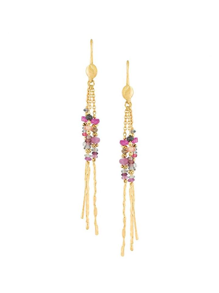 Natasha Collis Diamond & Sapphire Rod Earrings, Women's, Metallic