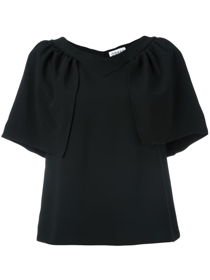 Osman Draped Shortsleeves T-shirt, Women's, Size: 10, Black, Viscose/acetate
