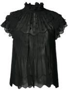 Ulla Johnson Sheer Polka Dot Ruffle Blouse - Black