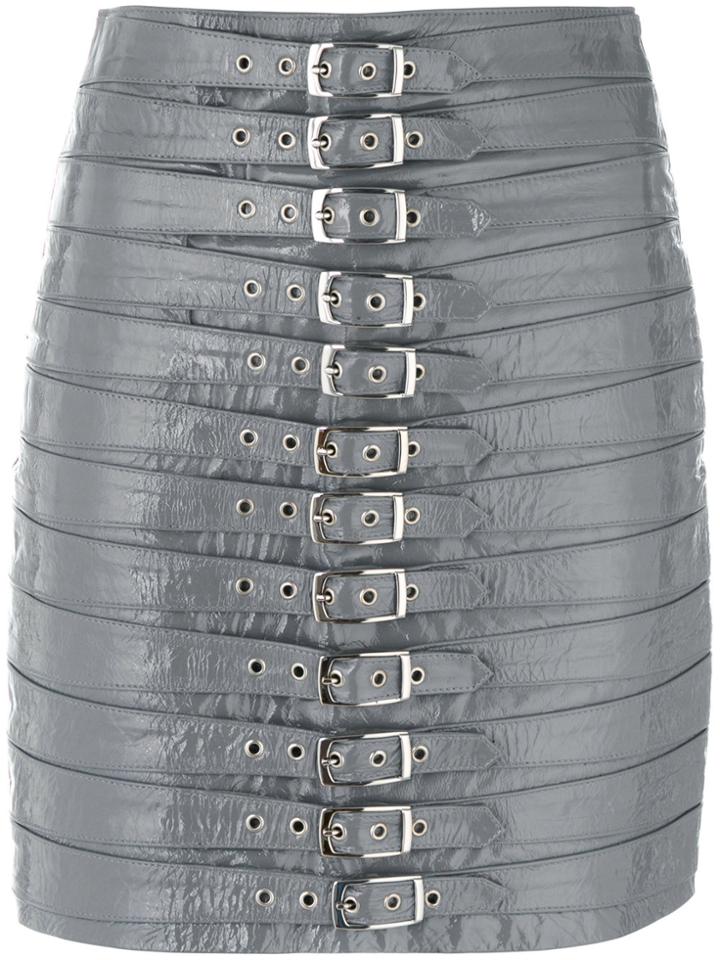 Manokhi Patent Leather Buckle Skirt - Grey