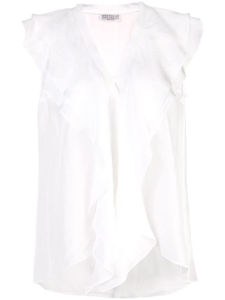 Brunello Cucinelli Ruffled Top - White