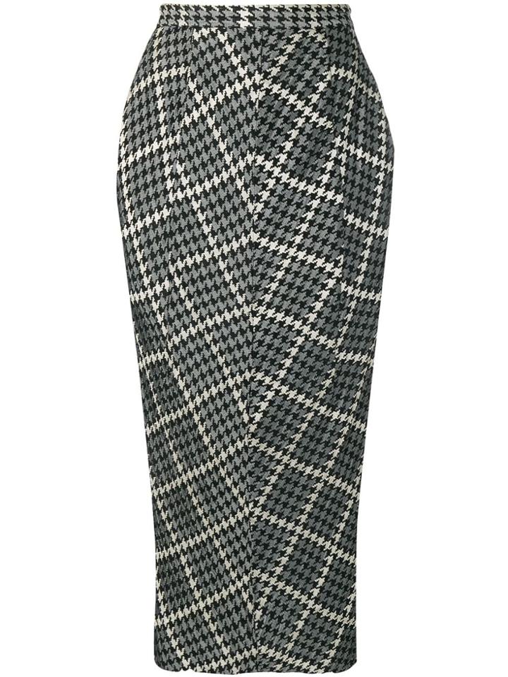 Comme Des Garçons Vintage Houndstooth Midi Skirt - Black