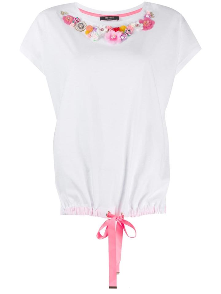 Twin-set Floral Applique T-shirt - White