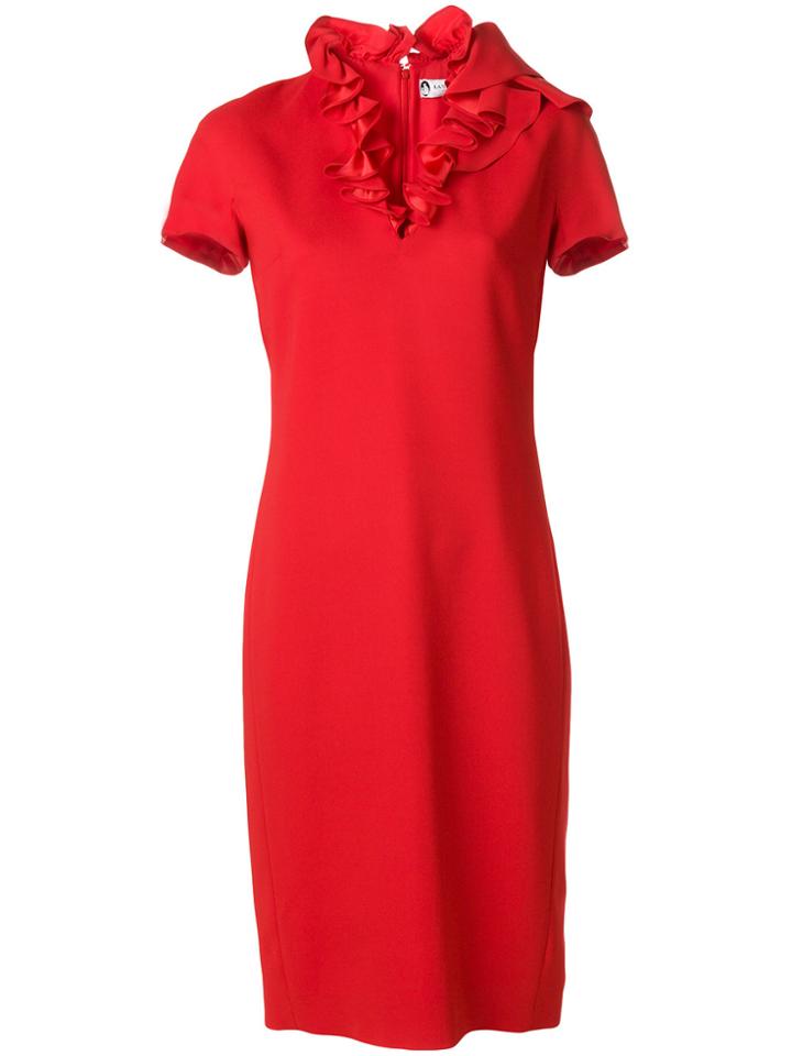 Lanvin Ruffle Neck Dress - Red