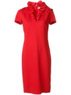 Lanvin Ruffle Neck Dress - Red