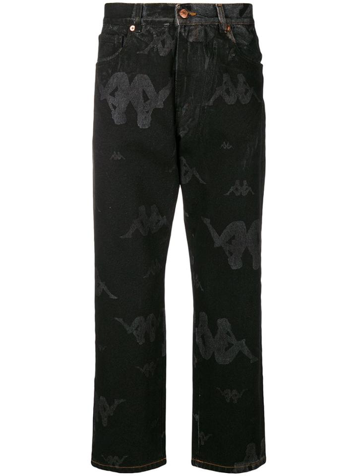 Paura X Kappa Logo Print Jeans - Black