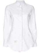 Thom Browne Center-back Stripe Frayed Oxford Shirt - White