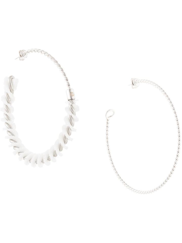 Mm6 Maison Margiela Asymmetric Hoop Earrings - White