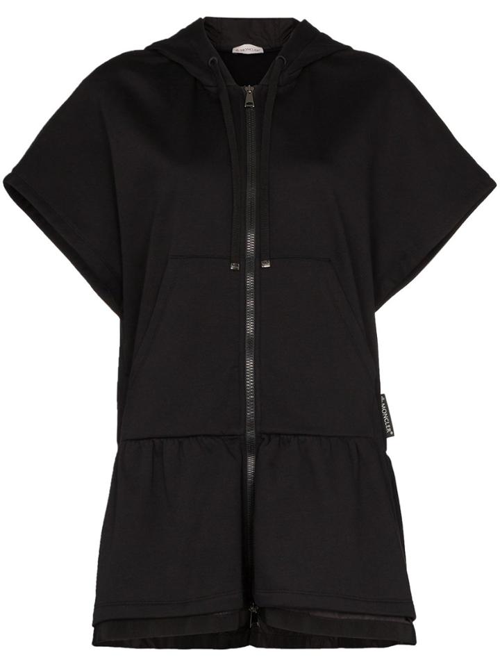 Moncler Long Hooded Zipped Sweatshirt - Black