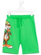 Moschino Kids Tiger Print Shorts, Boy's, Size: 14 Yrs, Green