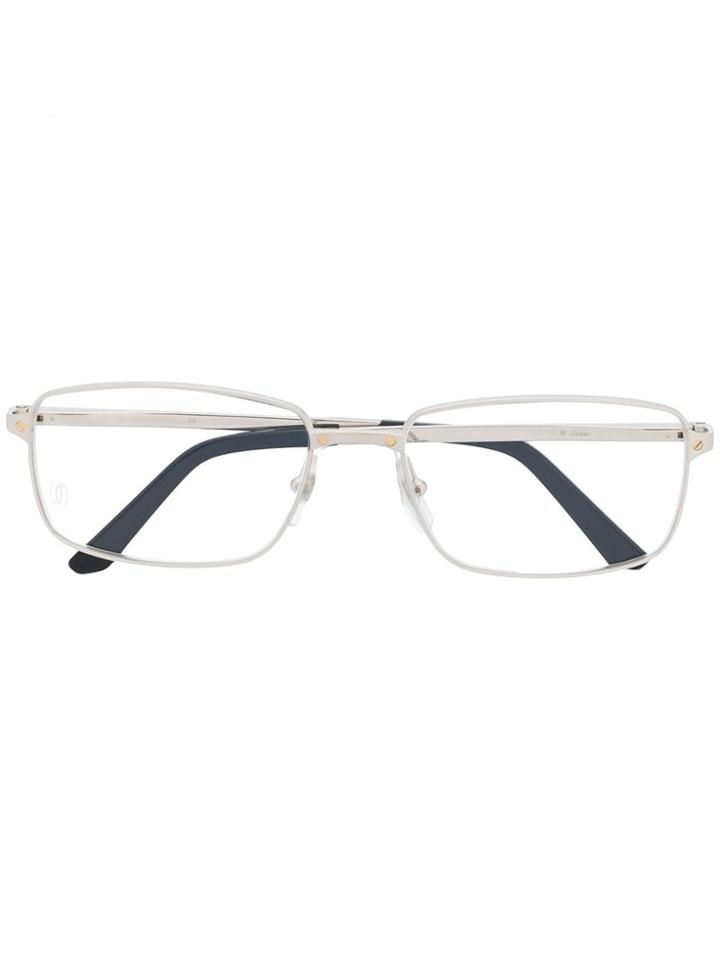 Cartier Logo Square Glasses - Silver