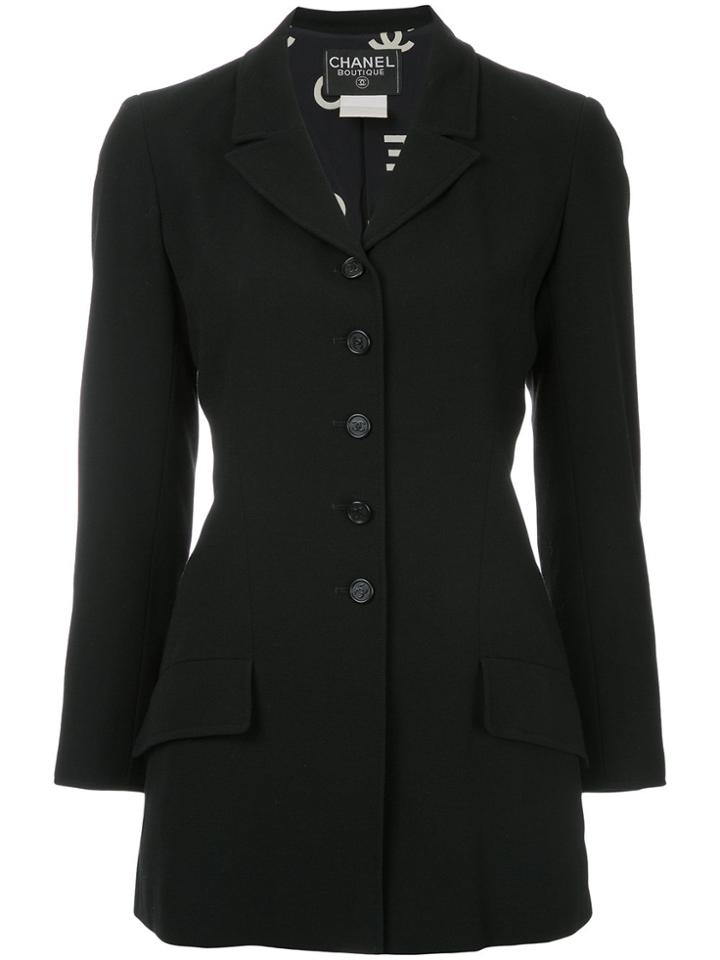 Chanel Vintage Cc Logo Buttons Blazer - Black