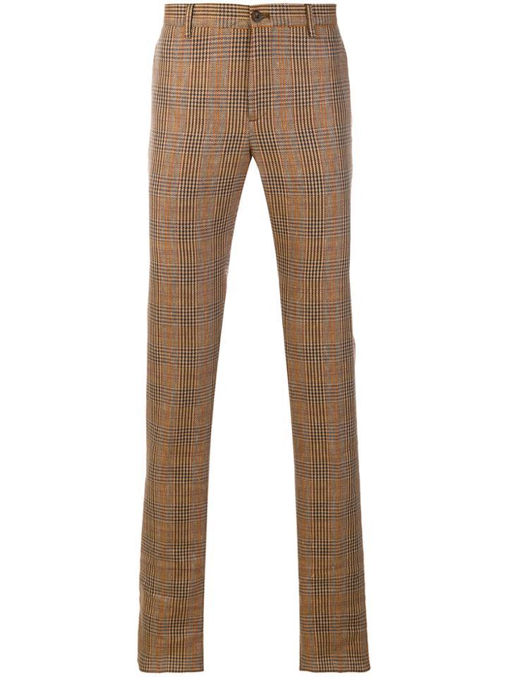 Etro Check Straight-leg Trousers - Brown