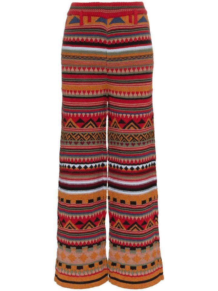 Etro Jacquard Alpaca Wool-blend Wide Leg Trousers - Brown
