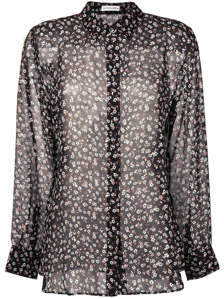 Altuzarra Sheer Floral Print Shirt - Black