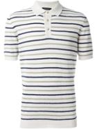 Roberto Collina Striped Polo Shirt, Men's, Size: 50, Nude/neutrals, Cotton/polyamide