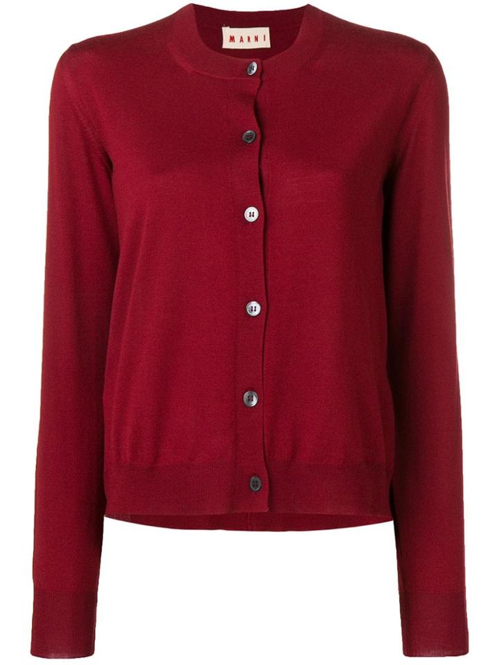 Marni Crew Neck Cardigan - Red