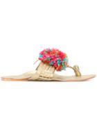 Figue Leo Pom Pom Sandals - Metallic