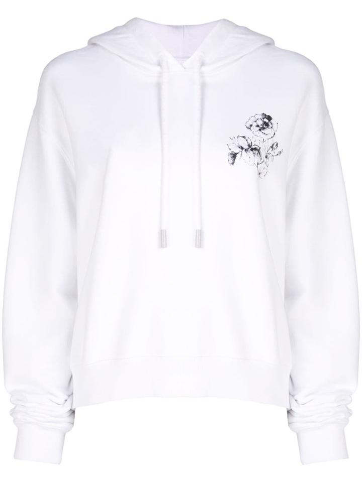 Off-white Rose Motif Printed Hoodie