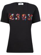 Msgm Embellished Logo T-shirt, Women's, Size: Xs, Black, Cotton