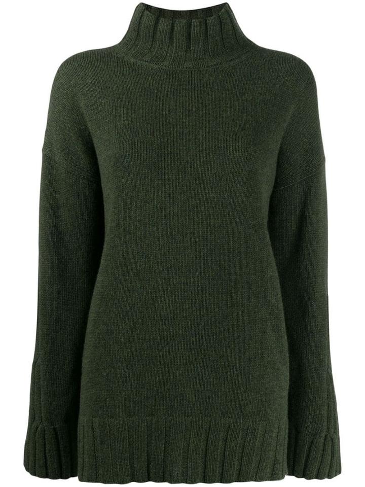 Gentry Portofino Oversized Mock Neck Jumper - Green